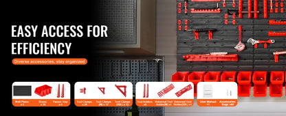 Wall Mounted Tool Storage Organizer Rack-30/48Bin