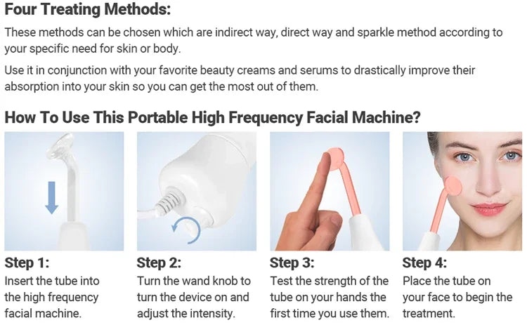 Portable High Frequency Skin Therapy Wand Kit