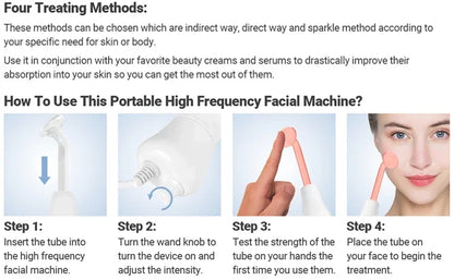 Portable High Frequency Skin Therapy Wand Kit