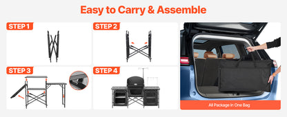 Folding Outdoor Camping Kitchen Grill Station