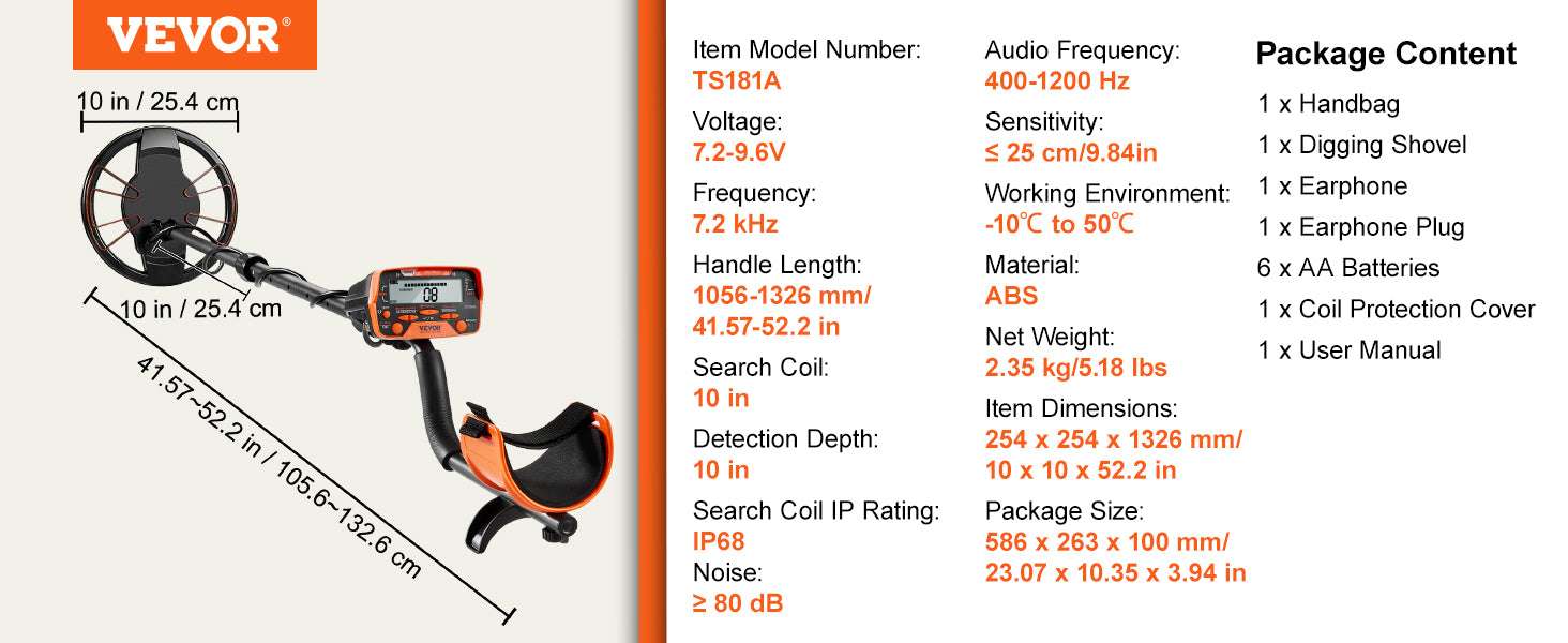 Portable Metal Detector with Adjustable Stem