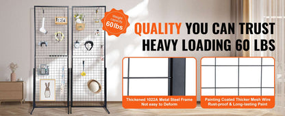 2-Pack Wire Grid Panel Tower with Hooks