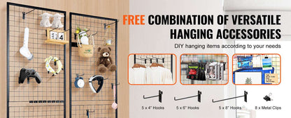2-Pack Wire Grid Panel Tower with Hooks